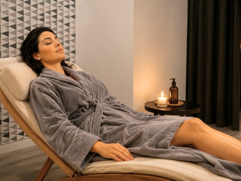 Femme en état de relaxation profonde lors d'un massage régulier à l'institut Ovale & Sens Montpellier